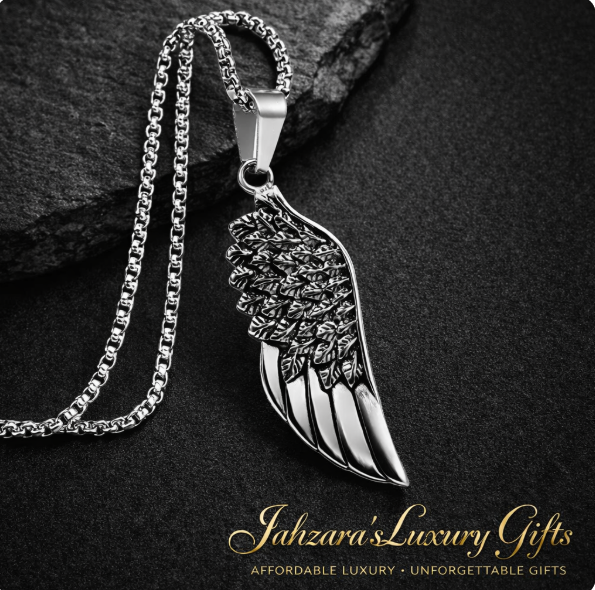 Angel Wing Pendant Necklace — Stainless Steel with Chain
