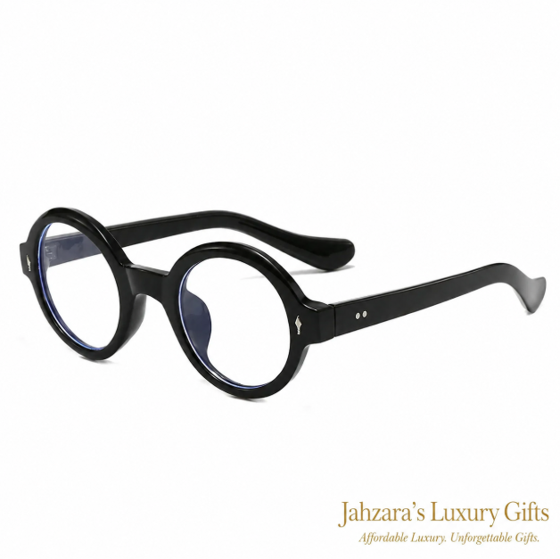 Oversized Round Anti-Blue Light Glasses — Retro Tortoise Luxury Frames