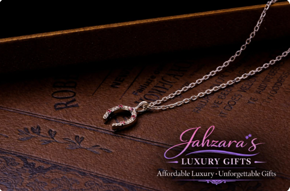 Reversible Horseshoe Pendant Necklace - 9K Gold with Moissanite & Ruby | 2-in-1 Design