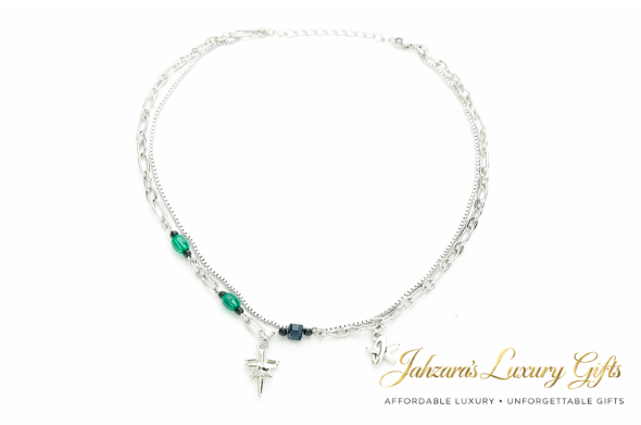 Double Layer Crossed Star Necklace | Titanium Steel | Unisex Luxury Jewelry
