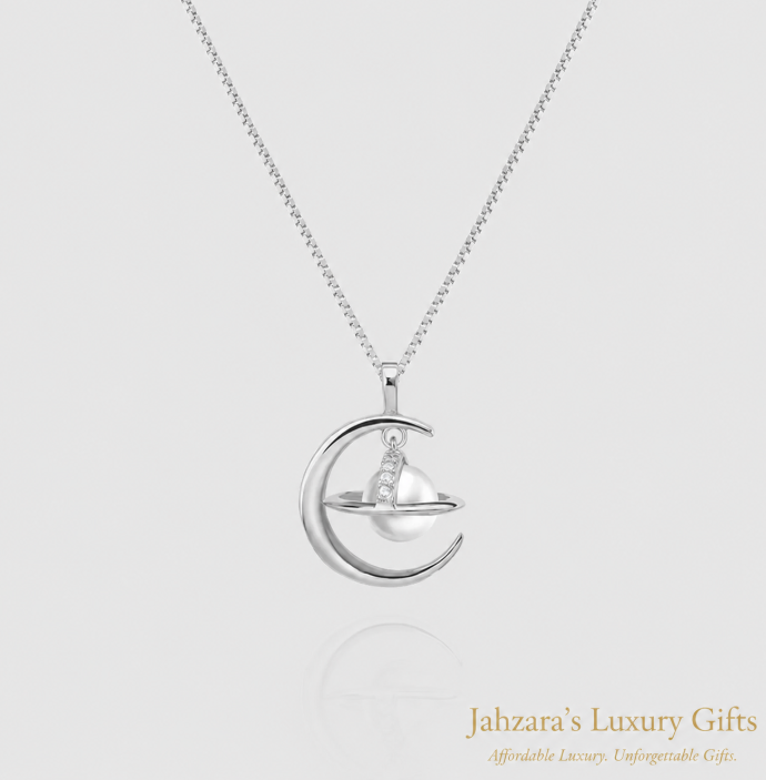 Celestial Moon & Pearl Necklace | 925 Sterling Silver | Luxury Gift