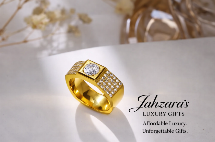 Men's Iced Out Zircon Signet Ring — Titanium Steel | Gold & Silver | Solitaire + Pavé | Sizes 8–10