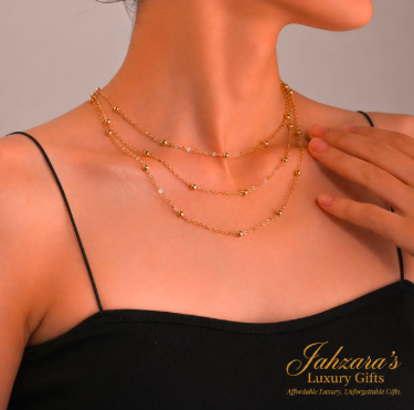 Triple Layer Gold Bead Necklace | IP Gold 304 Stainless Steel | Waterproof