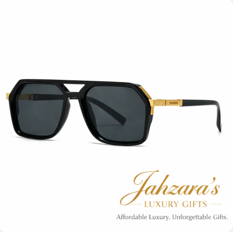 Luxe Polygon Aviator Sunglasses | Men's & Women's Square Frame | Gold Accent | UV Protection