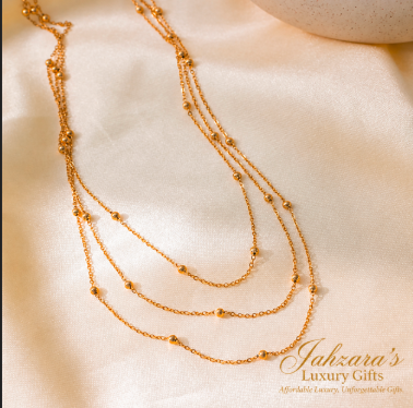 Triple Layer Gold Bead Necklace | IP Gold 304 Stainless Steel | Waterproof