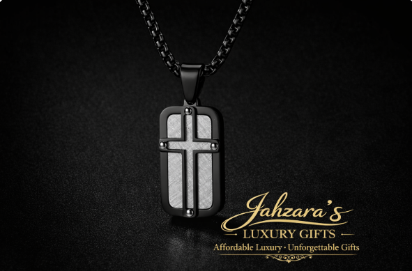 Men's Dog Tag Cross Pendant Necklace Set - Stainless Steel with Chain | Gold, Black & White, Black & Grey