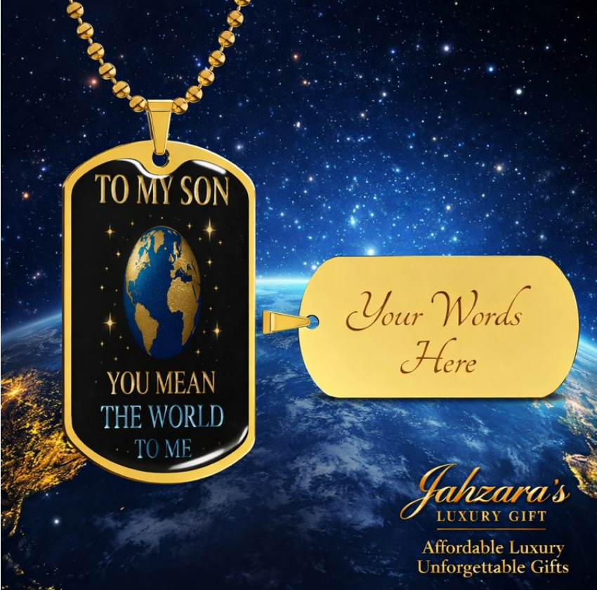 To My Son – You Mean The World To Me | Dog Tag Necklace | Meaningful Gift