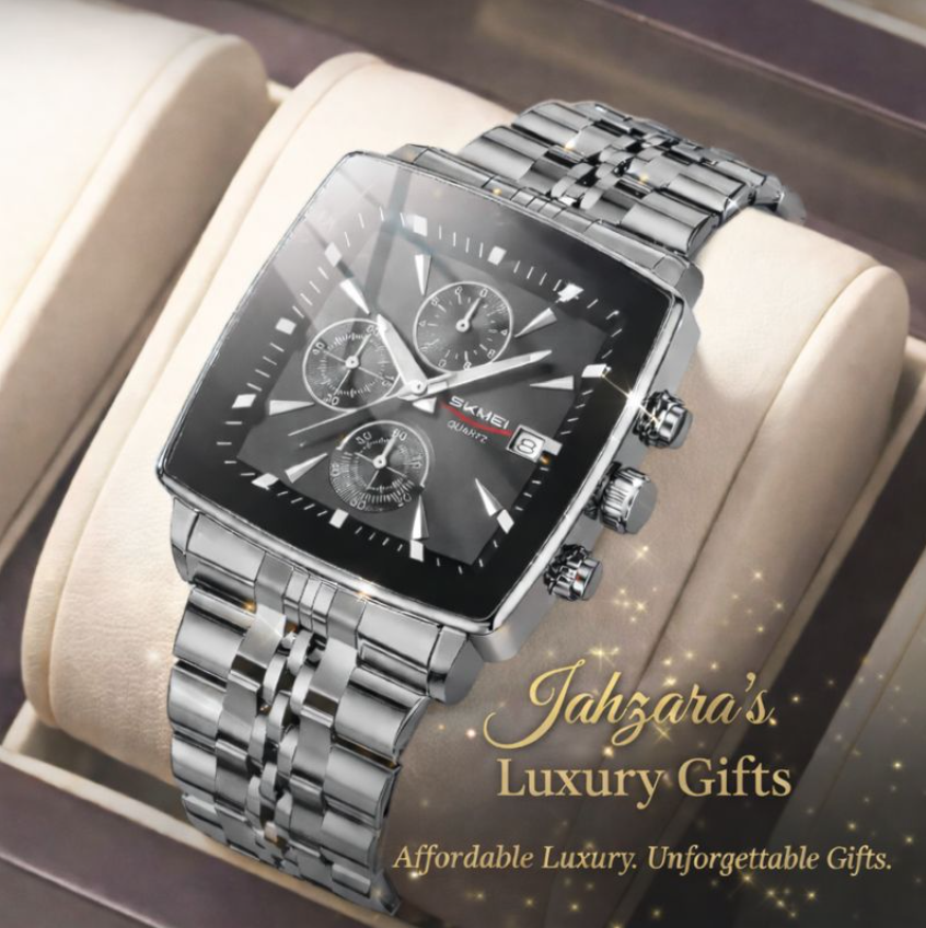 Silver Square Dial Chronograph Watch | SKMEI Black Dial Men's Luxury Watch