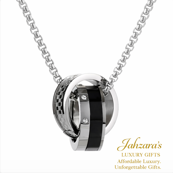 Double Ring Pendant Necklace | Titanium Steel | Unisex Luxury Couples Jewelry
