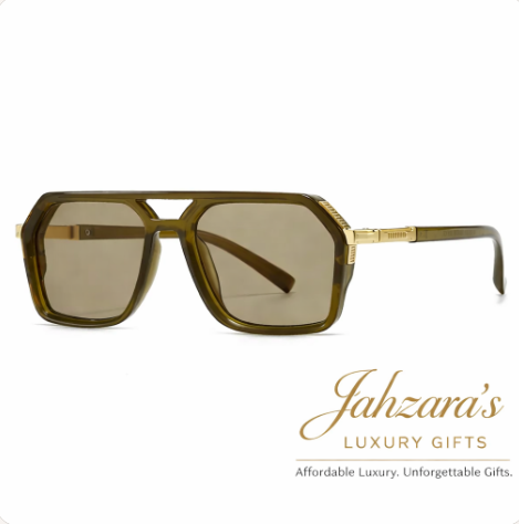 Luxe Polygon Aviator Sunglasses | Men's & Women's Square Frame | Gold Accent | UV Protection