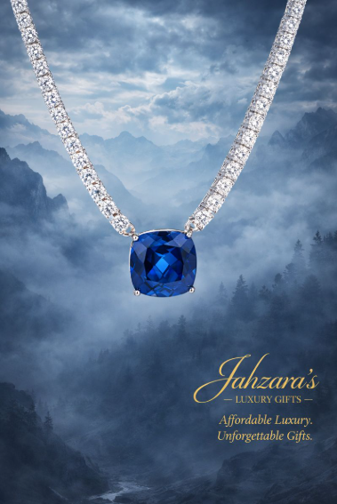 Lab-Grown Blue Sapphire & Moissanite Tennis Necklace | 925 Sterling Silver Platinum Plated