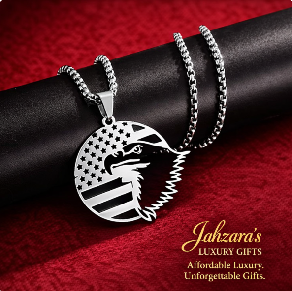 American Eagle Flag Pendant Necklace | Stainless Steel | Men's Luxury Patriotic Jewelry