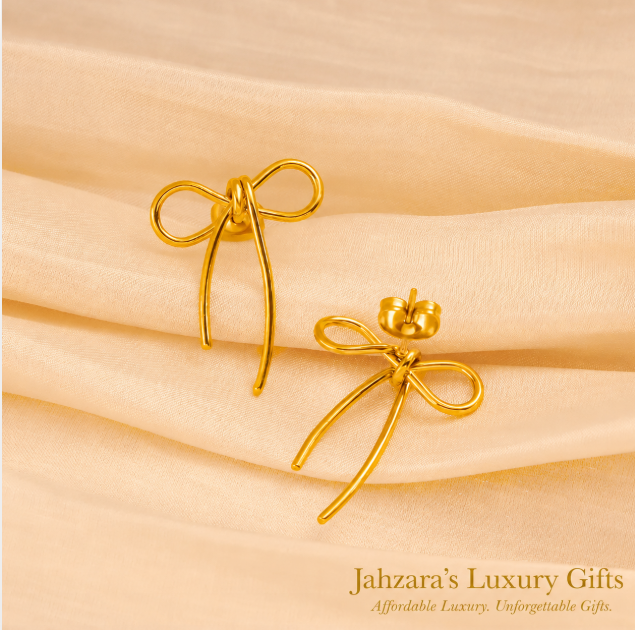 Gold Bow Knot Stud Earrings | PVD Gold 304 Stainless Steel | Waterproof