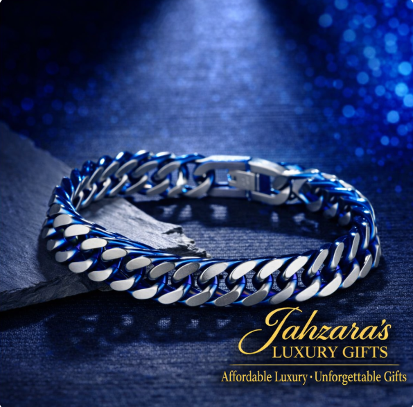 Men's Blue Cuban Link Bracelet - Stainless Steel Statement Piece