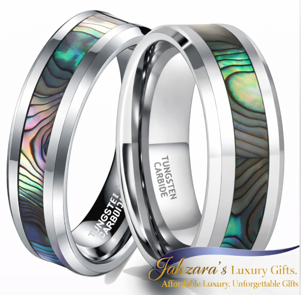Abalone Shell Tungsten Carbide Ring — 6mm & 8mm | Unisex