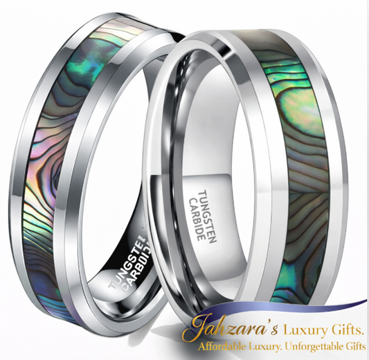 Abalone Shell Tungsten Carbide Ring — 6mm & 8mm | Unisex