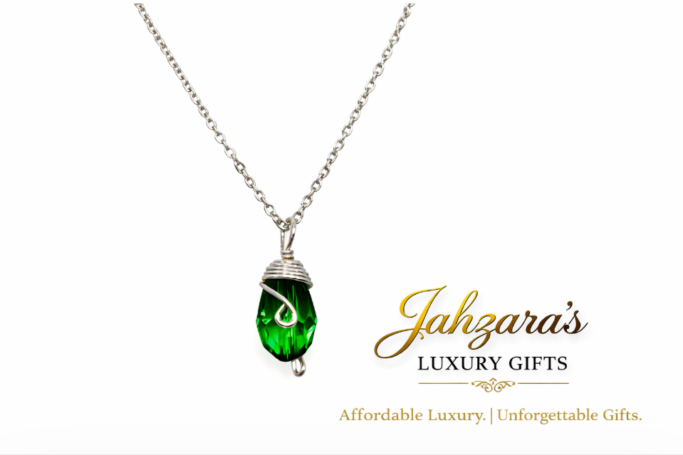 Silver Birthstone Necklace — Wire-Wrapped Crystal Pendant | All 12 Months | Fair Trade