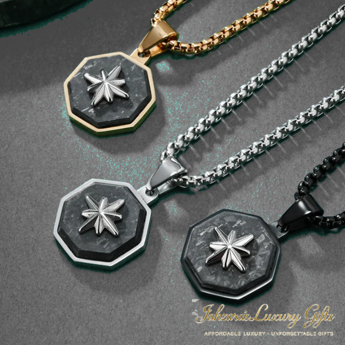 North Star Octagon Pendant Necklace — Stainless Steel with Chain