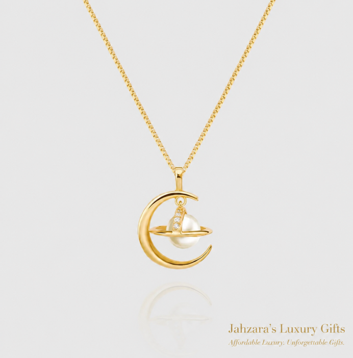 Celestial Moon & Pearl Necklace | 925 Sterling Silver | Luxury Gift