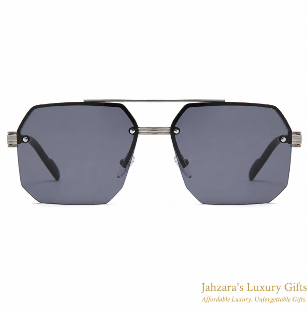Double Bridge Half-Frame Square Sunglasses — Retro Luxury Unisex Eyewear