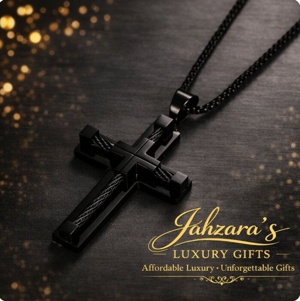Men's Cross Pendant Necklace - 316L Stainless Steel Cable Wire Design | Silver, Gold, Black & Two-Tone