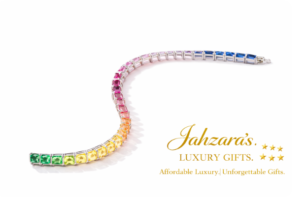 Luxury Rainbow Tennis Bracelet | 925 Sterling Silver Lab-Grown Gemstones