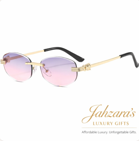 Gold Lion Rimless Oval Sunglasses | Frameless Luxury Eyewear | Men's Designer Style | UV Protection