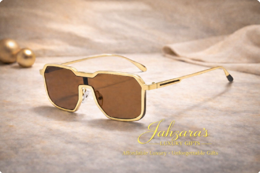 JAHZARA'S Gold Frame Square Sunglasses - Luxury Style
