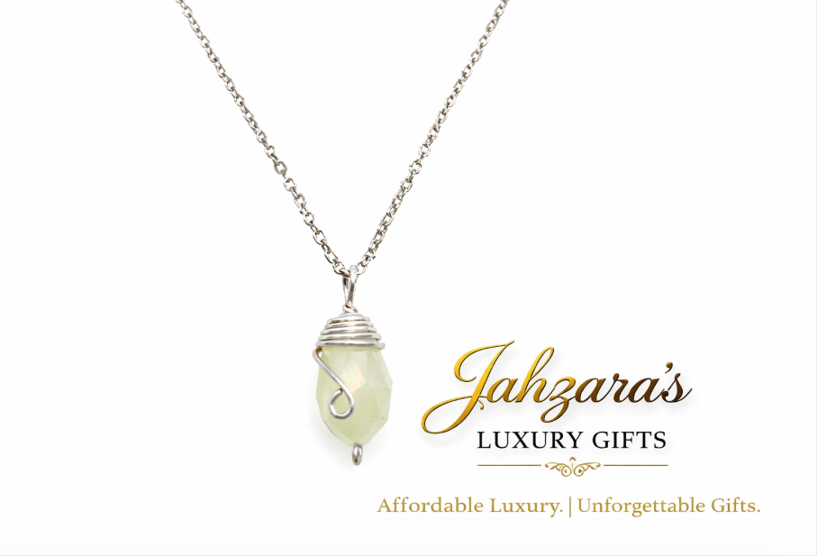 Silver Birthstone Necklace — Wire-Wrapped Crystal Pendant | All 12 Months | Fair Trade