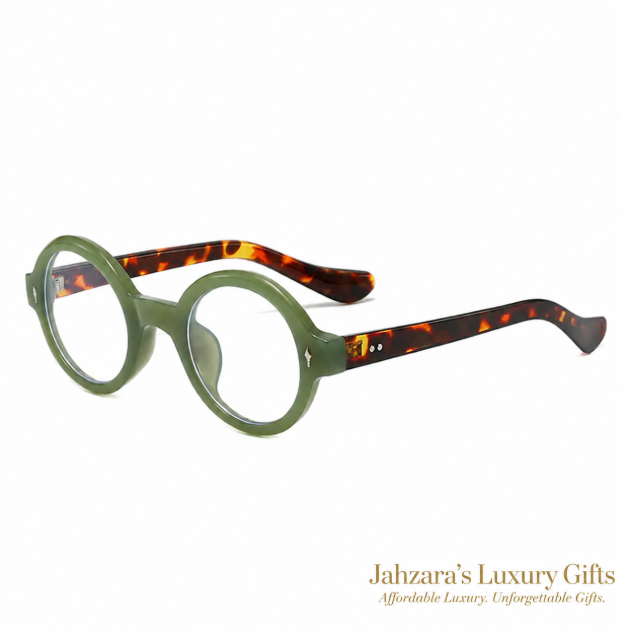 Oversized Round Anti-Blue Light Glasses — Retro Tortoise Luxury Frames