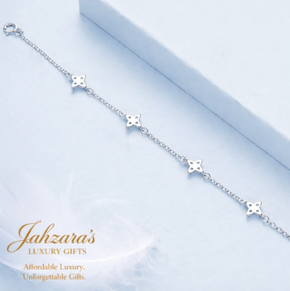 925 Sterling Silver Zircon Star Anklet | Adjustable Luxury Chain