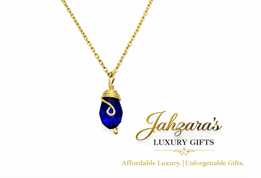 Gold Birthstone Necklace — Wire-Wrapped Crystal Pendant | All 12 Months | Fair Trade