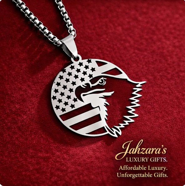 American Eagle Flag Pendant Necklace | Stainless Steel | Men's Luxury Patriotic Jewelry
