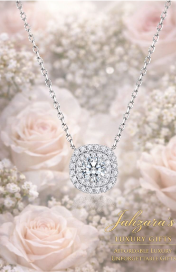 14K White Gold Lab-Grown Diamond Halo Necklace | Cushion Setting Fine Jewelry