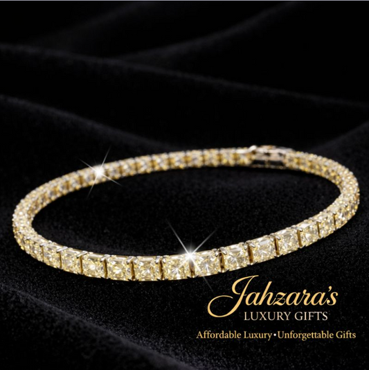 Champagne Moissanite Luxury Tennis Bracelet | Warm Golden Brilliance | Unisex
