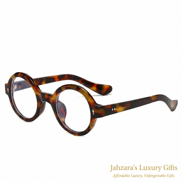 Oversized Round Anti-Blue Light Glasses — Retro Tortoise Luxury Frames