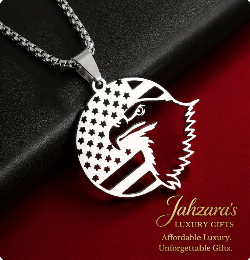 American Eagle Flag Pendant Necklace | Stainless Steel | Men's Luxury Patriotic Jewelry