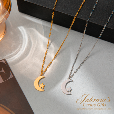 Celestial Moon & Star Pendant Necklace | Gold & Silver | 316L Stainless Steel