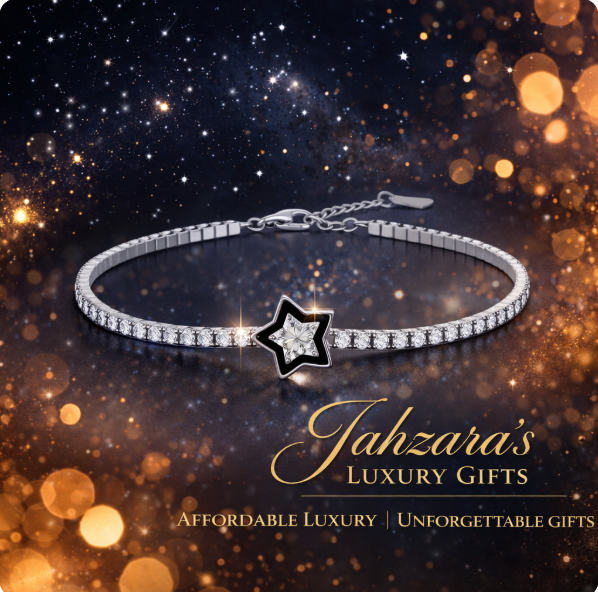 925 Sterling Silver Delicate Star Tennis Bracelet with Black Enamel