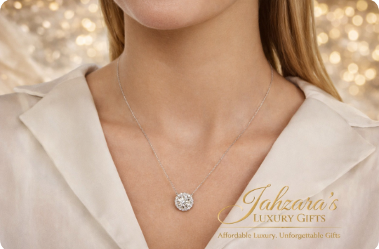 AGI Certified Lab-Grown Diamond Halo Pendant Necklace in 14kt White Gold – 1 CTW or 2 CTW
