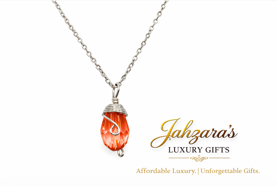 Silver Birthstone Necklace — Wire-Wrapped Crystal Pendant | All 12 Months | Fair Trade