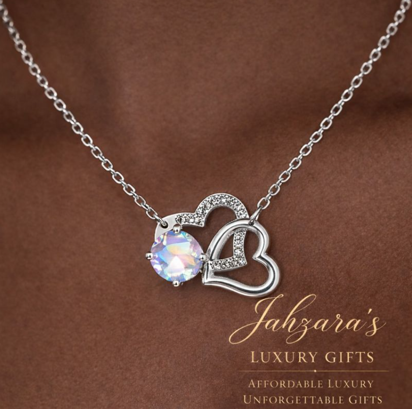 Blue Moonstone Heart Necklace - 925 Sterling Silver