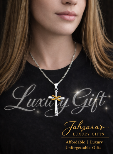 Infinity Cross Pendant Necklace — Silver with Gold Infinity Knot