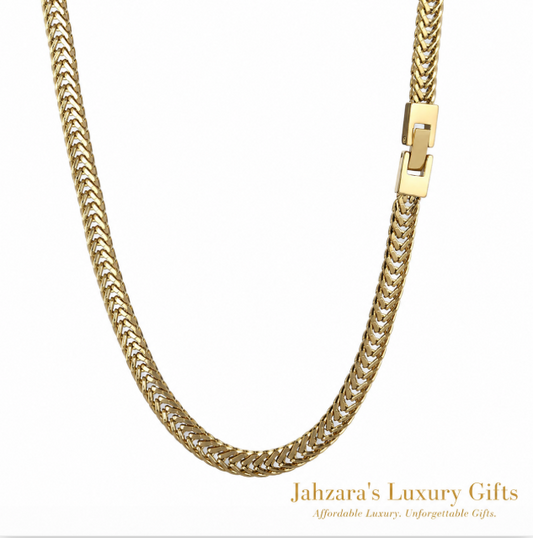 18K PVD Gold Cuban Link Curb Chain Necklace — 304 Stainless Steel Men’s Jewelry