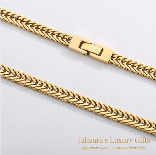 18K PVD Gold Cuban Link Curb Chain Necklace — 304 Stainless Steel Men’s Jewelry