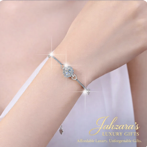 925 Sterling Silver Moissanite Heart Bracelet for Women