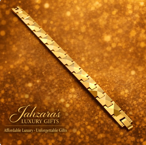 Men's 18K Gold Geometric Bracelet with Magnetic Therapy