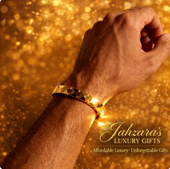 Men's 18K Gold Geometric Bracelet with Magnetic Therapy