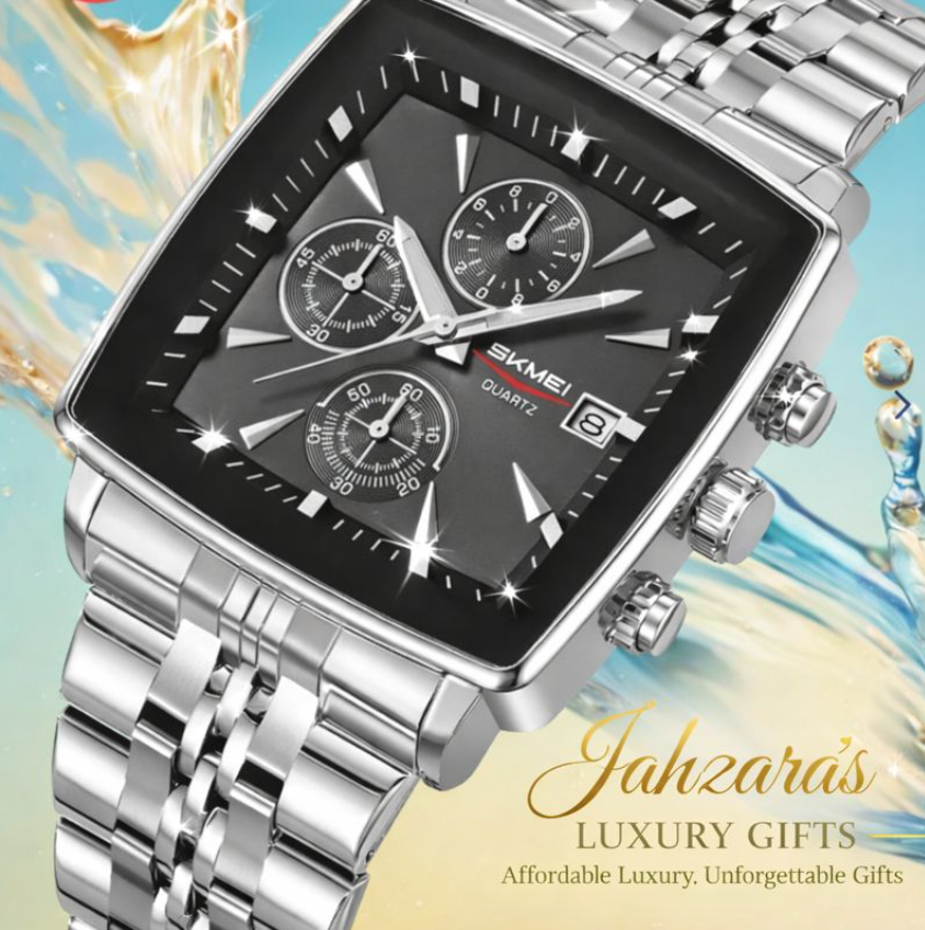 Silver Square Dial Chronograph Watch | SKMEI Black Dial Men's Luxury Watch