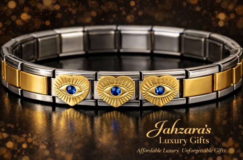 Evil Eye Heart Bracelet | Gold-Plated Stainless Steel Protection & Love Bracelet